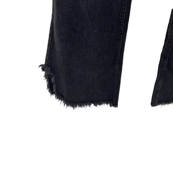 Free People Vintage Flared Jeans Black Ash Denim Raw Hem‎ Size 27 - Picture 5 of 14